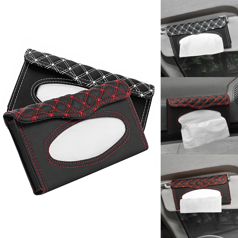 

Car Tissue Box PU Leather Mounted on Sun Visor Back Beige Seat Storage Car Styling Organizer Accessories Car Sun Visor