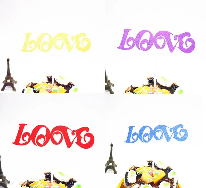 

1pc Creative Love Wedding Cake Flag Topper Multi Colors Flags For Wedding Birthday Party Cake Baking Decoration Supplies