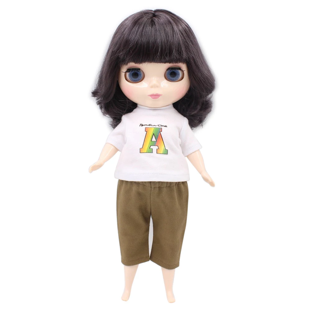 

Free shipping factory plump blyth doll 1/6 30cm deep purple hair with bangs/fringes white skin fat body gift toy BL9219
