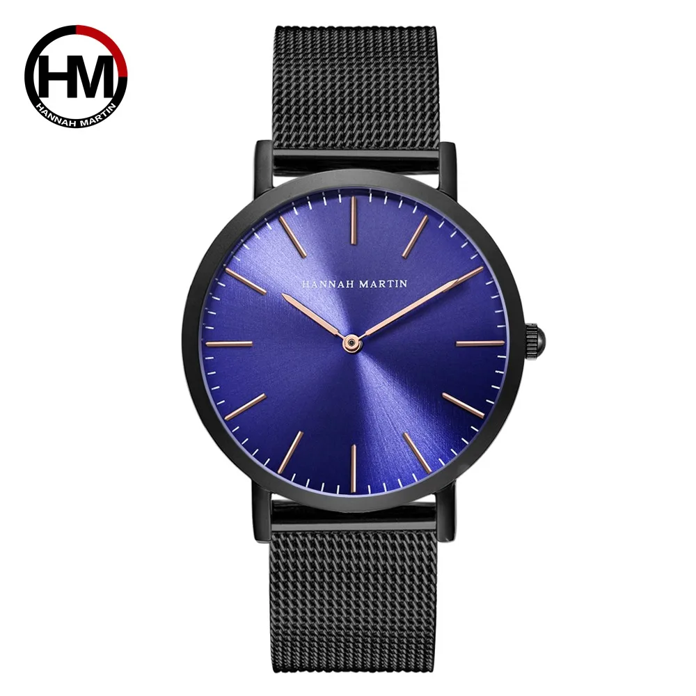 Goedkoop Mannen Roestvrij Staal Mesh Japan Quartz Waterdicht Blauwe Wijzerplaat Horloge Mode Eenvoudige Stijlvolle Top Luxe merk Horloges