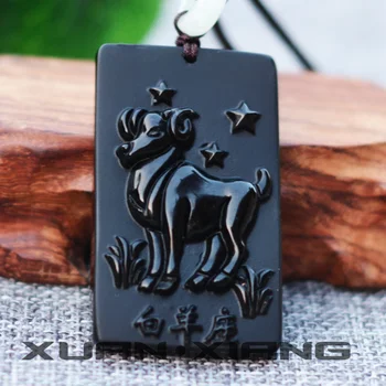 

2018 Drop Shipping Pendant Necklace Natural Obsidian 12 Constellations Aries Pendants Gift for Men Women Fashion Jewelry