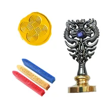 Подпись индивидуальная восковая печать комплект печатей узел металлический Дракон ручка Винтаж Свадебные приглашения(дракон черный