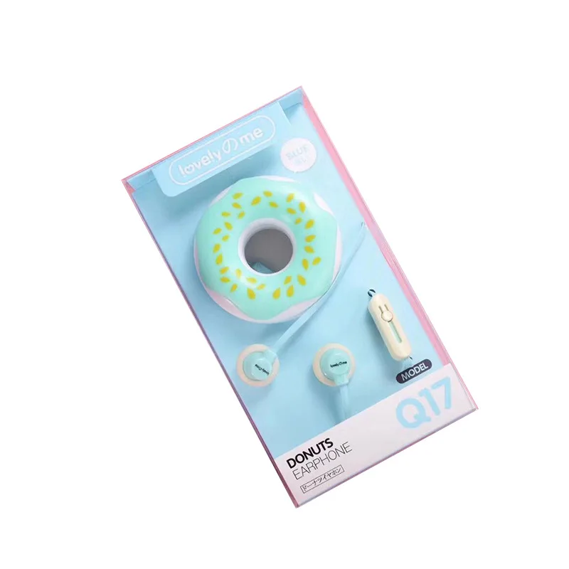 Новые Мультяшные наушники Macarons Donut Q17 портативные с микрофоном чехол для iPhone Xiaomi