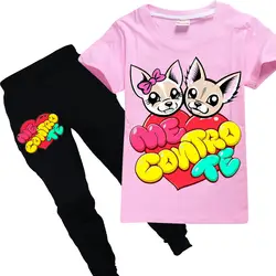 Детская модная летняя одежда для маленьких девочек 2019 г. Комплекты для детей комплект для девочек, футболка + штаны ME CONTRO TE 8484 6-14