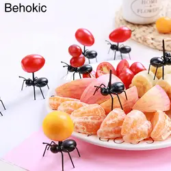 Behokic 12 шт. милые Пластик мини Ant фрукты Вилы зуб Палочки Еда Палочки для бар вечерние Вилки Кухня Посуда дети десерт