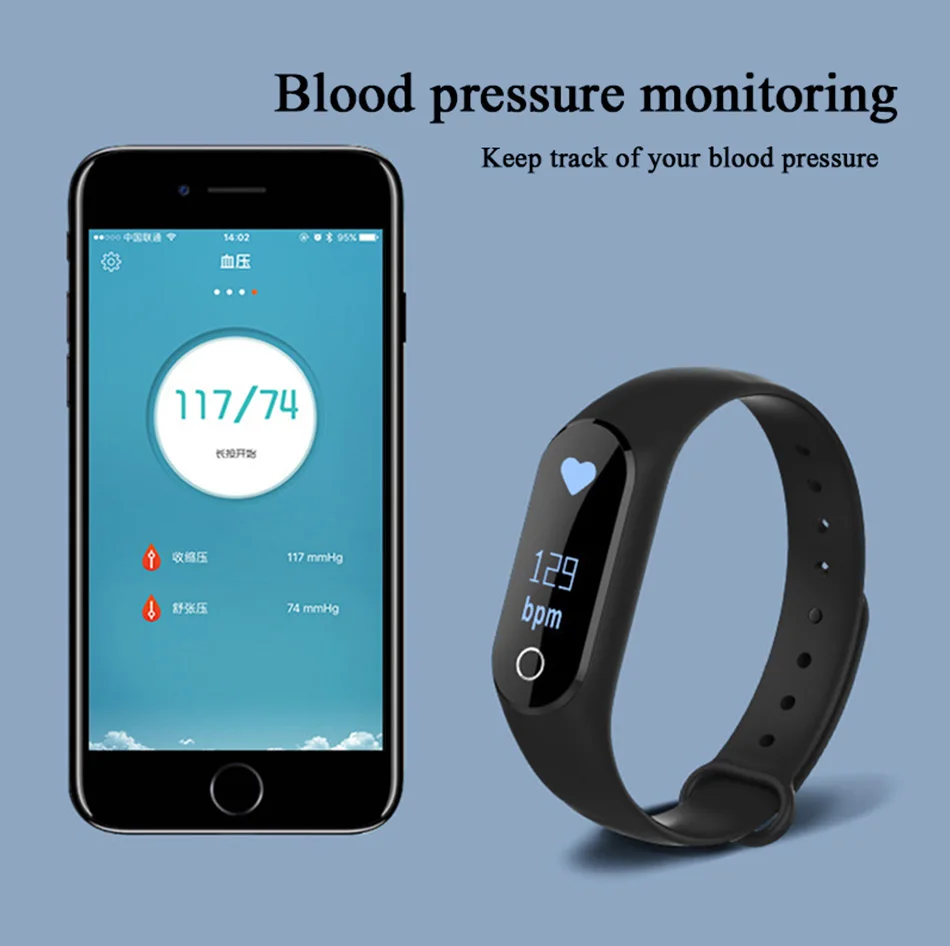 !ACCEZZ Smart Band Bracelet For Xiaomi OLED Heart Rate M2 Sport Bluetooth Wristband Fitness Tracker For Android IOS Waterproof (10)