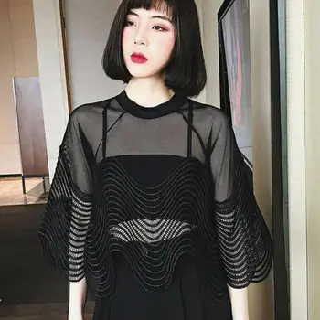 

Summer new Hollow Out brand women shirts 2019 fashion Half sleeve o-neck chiffion short Blouses tops elegant ladies shirts gx674