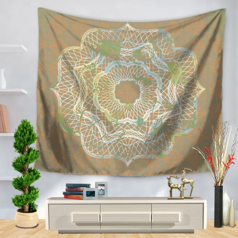 Polyster Mandala Carpet Light Striped Flower Printing Wall Hanging