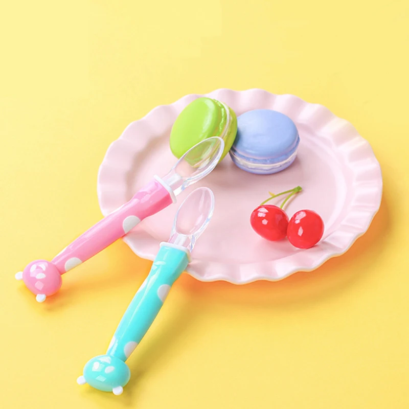 

2pcs/lot & Box Baby Silicone Spoon Safety Infant Feeding Kids Children Boy Girl Toddler Flatware Spoons Dishes Tableware Soup