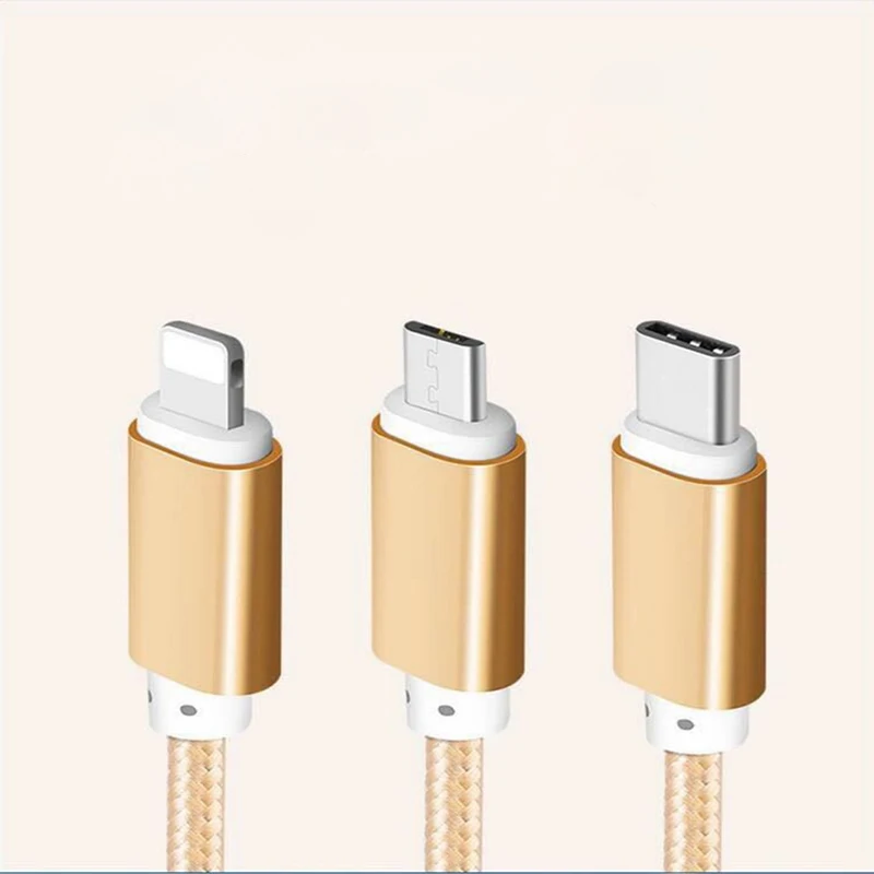 Оригинальный 3 в 1 3в1 2A кабель для быстрой зарядки Micro USB + типа C плетеный шнур Xiaomi mi