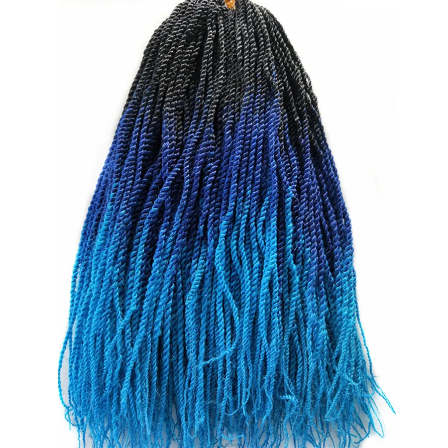 1 шт. Pervado волос Dip Dye синий и красный цвета зеленый Ombre Micro Сенегальский Twist плетения волос химическое крючком предварительно петли волос