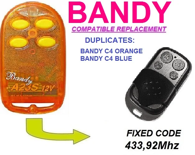 

for BANDY C4 ORANGE / BLUE Fixed Code Remote Control Duplicator 4-Channel 433.92MHz.