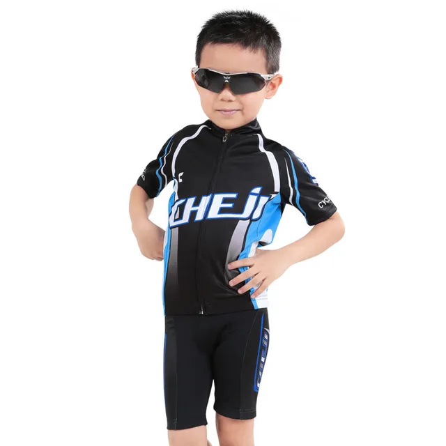 Children Boys' Cycling Jersey Set Short Sleeve with 3D Padded Shorts