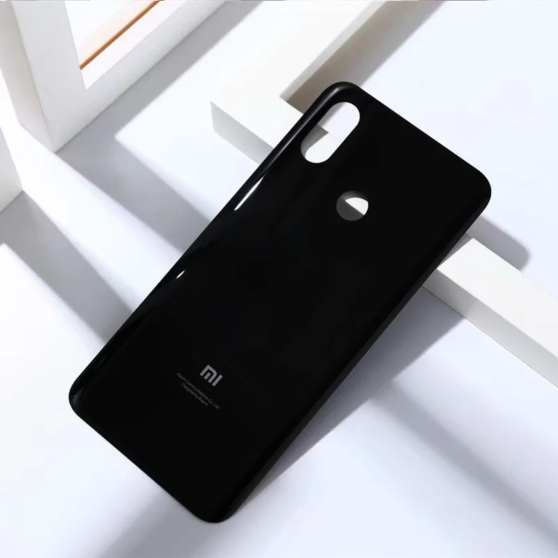 Xiaomi mi 8 mi 8 задняя крышка батарейного отсека стекло задняя дверь корпус чехол для панели Замена чехол для телефона с клейкой наклейкой - Цвет: Black