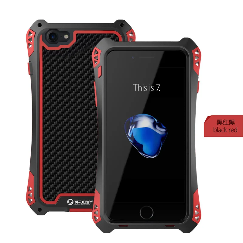100% New AMIRA R-JUST Shockproof Carbon Fiber Aluminum Cover Case For iPhone X 8 8 Plus 7/7 Plus Samsung Galaxy S8 S8+