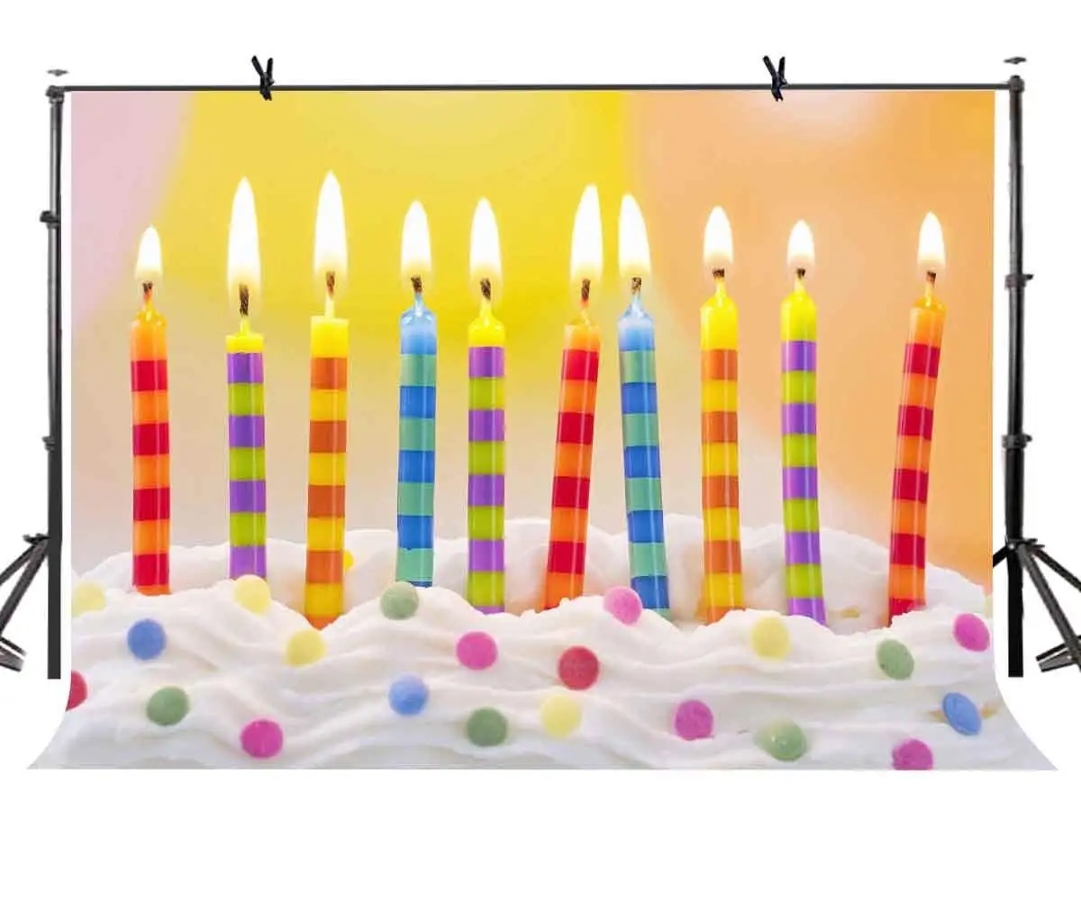 

150x220cm Colorful Candles Backdrop Cake Colorful Candles Birthday Theme Photography Background and Birthday Party