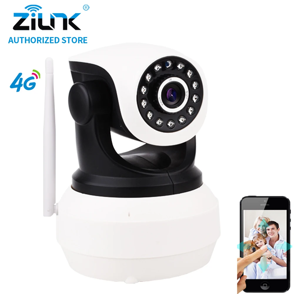 

ZILNK NEW 960P HD 4G IP Camera 1.3Megapixel SIM Card P2P Network PT Wireless Two Way Audio IR Night Vision SD Card Indoor White
