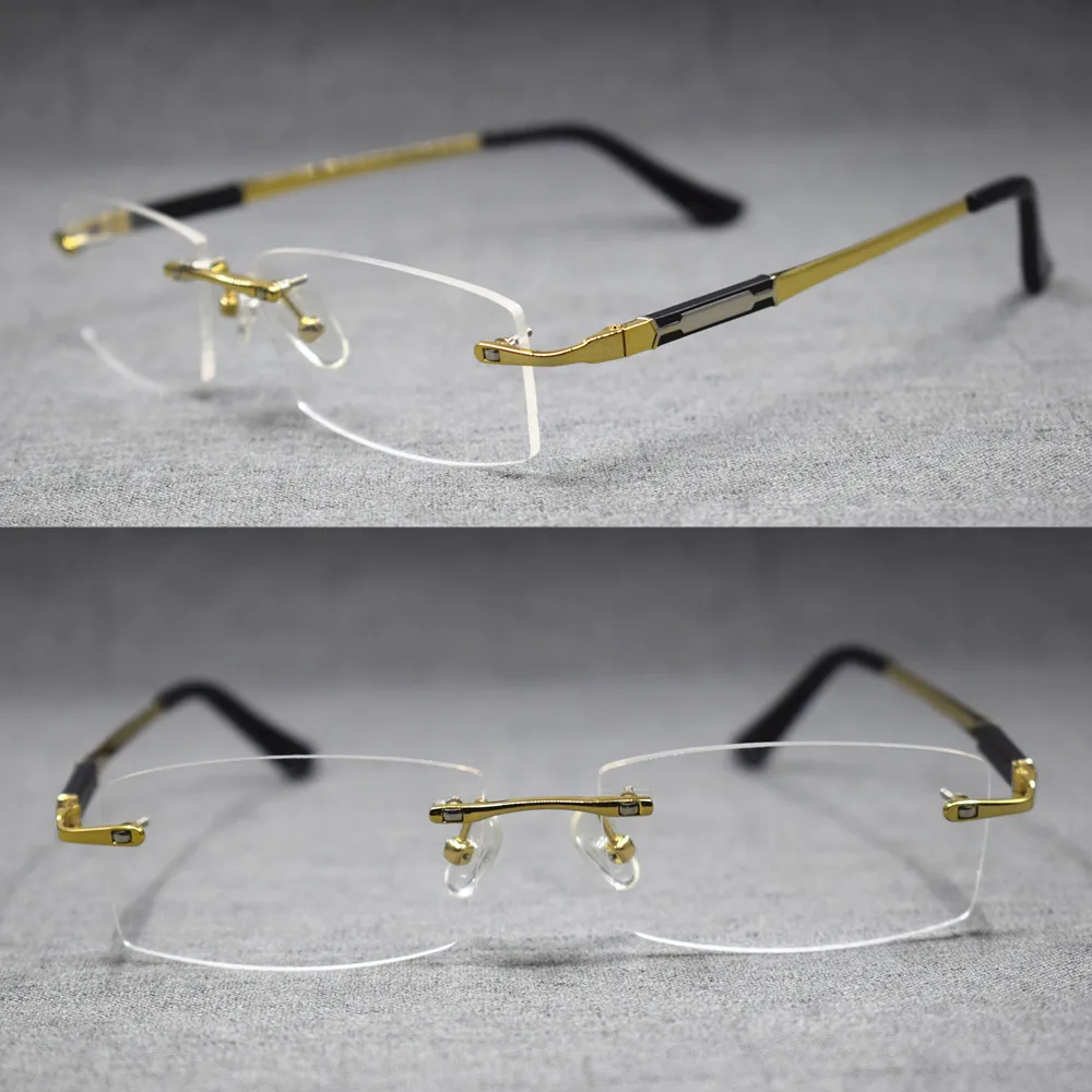 100% Pure Titanium Eyeglass Frames Rimless Glasses Men Women Eyewear ...