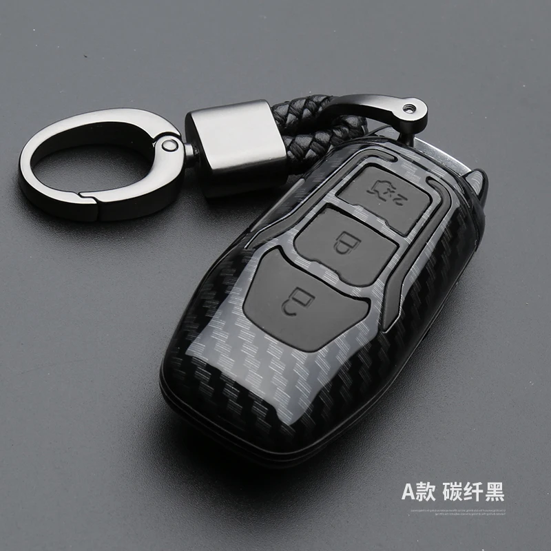 

Carbon Fiber Car Styling Key Remote Key Fob Case Cover Keychain for Ford Fiesta Focus 3 4 MK3 MK4 Mondeo Ecosport Kuga Focus ST