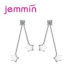 JEMMIN Высокое качество уникальный двойной Пентаграмма форма установка искрение камень CZ женщина обувь для девочек Best 925 пробы серебряные