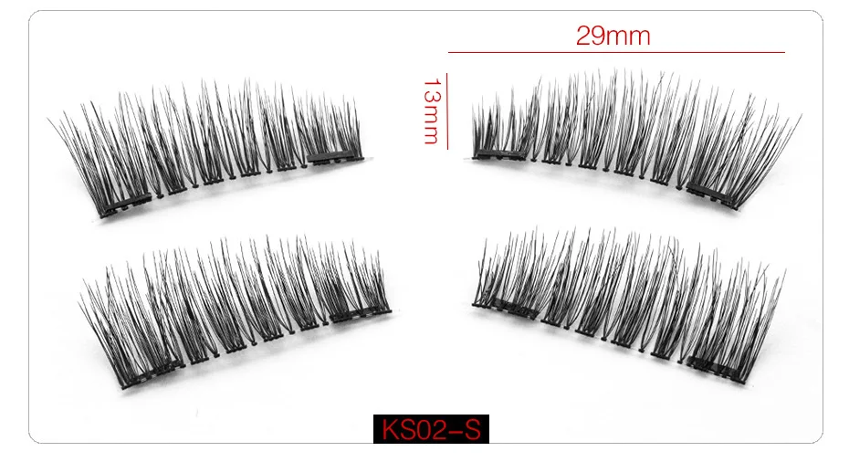 Shozy 0,2 мм Магнитные ресницы 6D магнитные накладные ресницы 4 шт./1 пара Накладные ресницы с 2 шт. магнит-к - Цвет: KS02-S