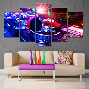 

5 piece canvas art Music dance hall modern the bar wall DJ Night club of mural bar production wholesale canvas print poster
