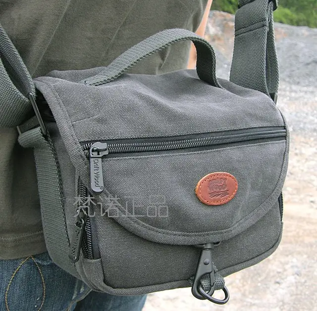 100 quality guarantee 7602 grey thick canvas shoulder messenger bag