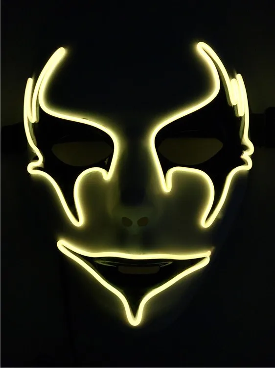 Клоун страшная маска Косплэй Led маска для костюма светодиодный провод для Хэллоуина Пурим карнавальное вечерние события - Цвет: Черный