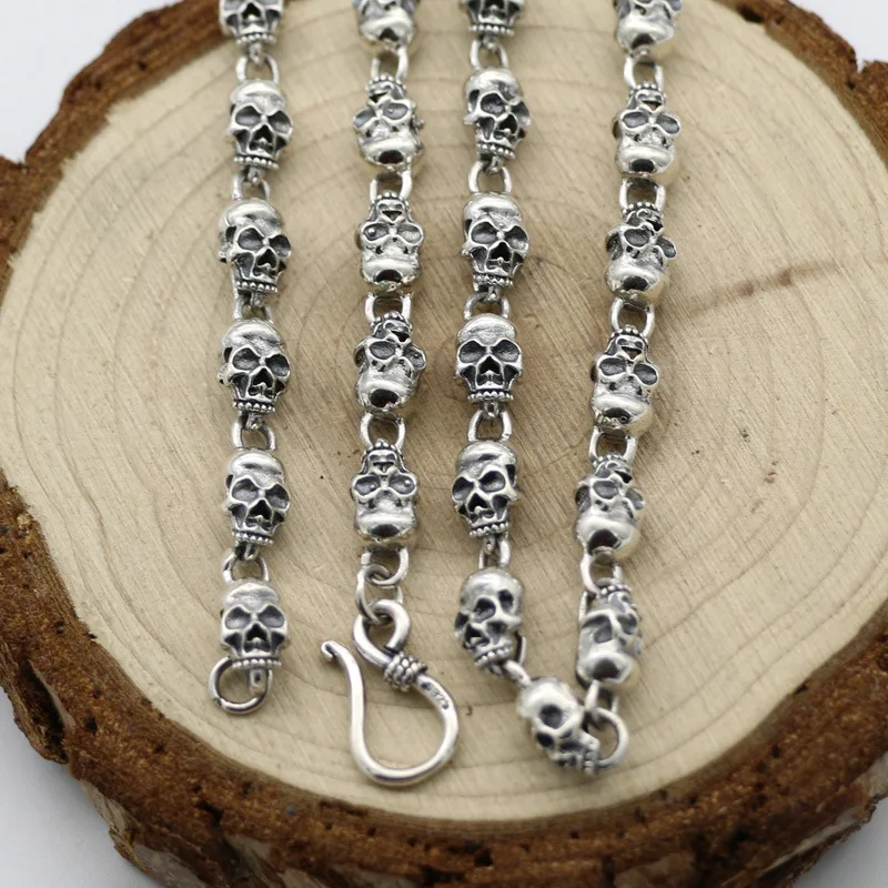 

Starfield Goth Rock Style Accessories Necklace Male Female Domineering S925 Sterling Silver Retro Thai Silver Skull Chain