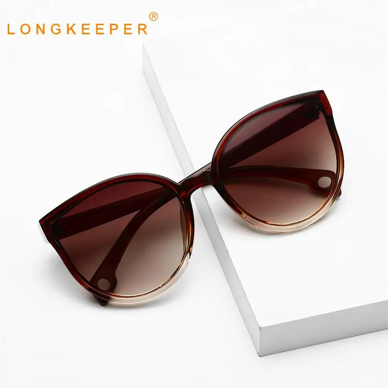 Женские солнцезащитные очки кошачий глаз LongKeeper в стиле ретро с градиентом