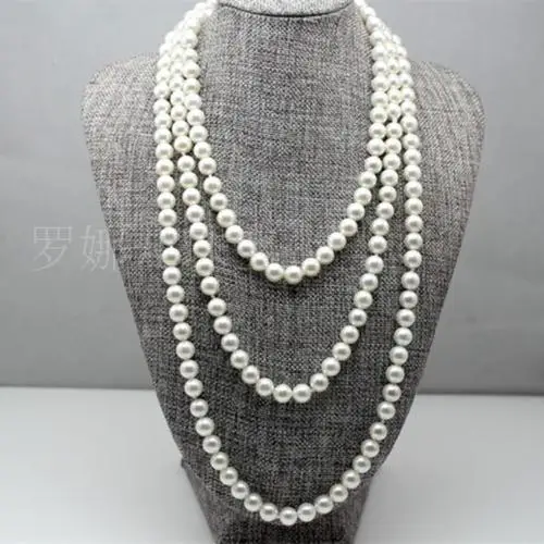 

Free Shipping >>>>> 60inch natural 8-9mm south seas white pearl necklace 14K gold clasp