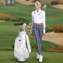 PGM Golf PU Leather Bag Men & Women Standard Durable Golf Bag Vintage Plaid Golf Club Bag Lady Bolsa de Golf Training Equipment PGM Golf PU Leather Bag Men & Women Standard Durable Golf Bag Vintage Plaid Golf Club Bag Lady Bolsa de Golf Training Equipment