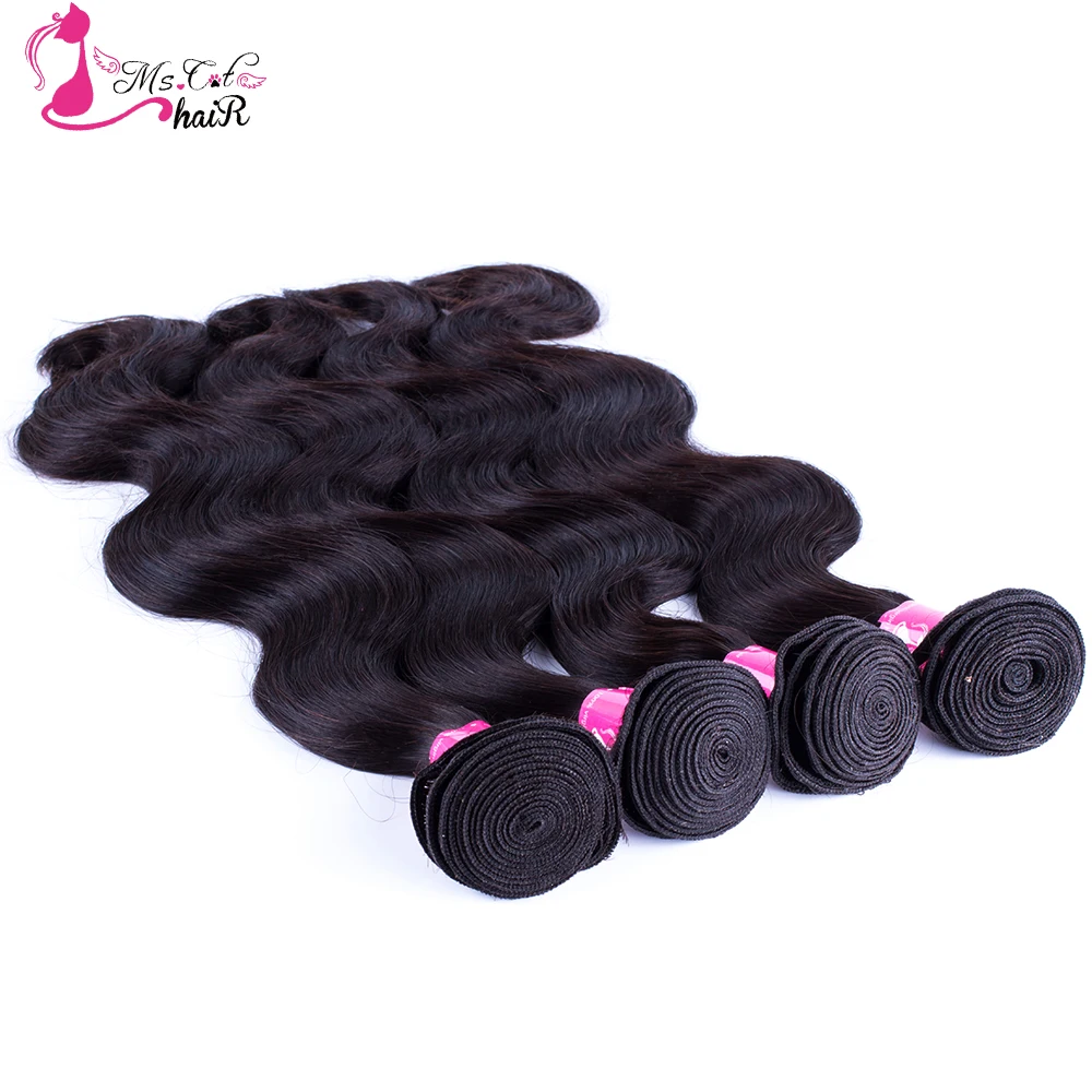 MS кошачьи волосы индийские объемные волнистые 1 пучок натуральные черные Remy человеческие волосы можно купить 4 шт
