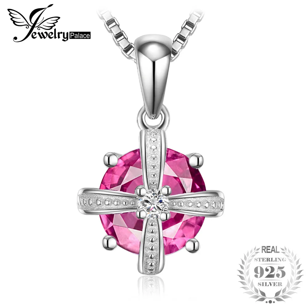 JewelryPalace Аутентичные 925 Серебряный 4ct создано розовый сапфир Мода Корона Подвески