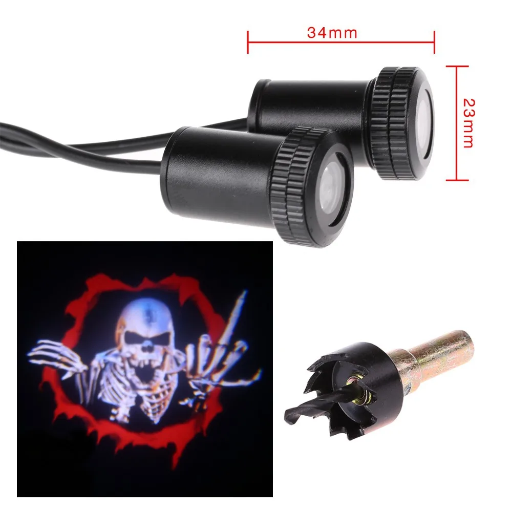 AOZBZ 2pcs Universal Led Car Door Projector Light For Skull Car Door