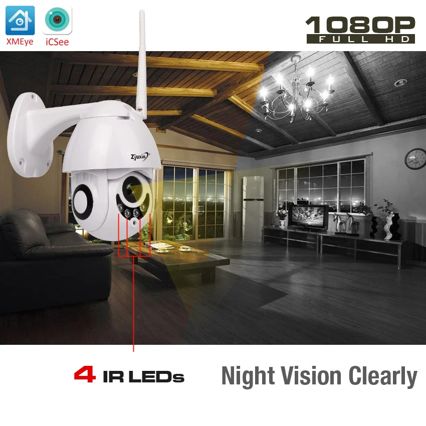 

IP Camara WiFi 1080P HD 2MP PTZ IR Onvif CCTV Wireless Camera Outdoor network Security Surveillance P2P camera ipcam App ICSee