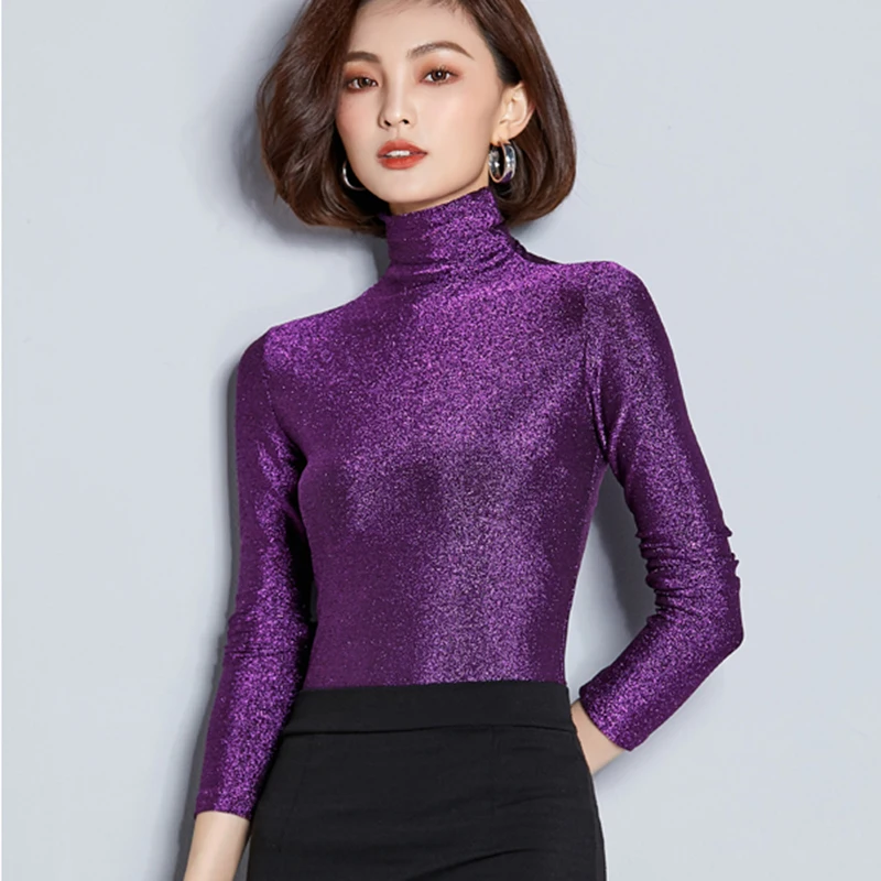 

Blusas Mujer De Moda 2018 Autumn Casual Turtleneck Blouse Women Sexy Tops Long Sleeve Shirts Chemise Femme Ladies Clothes