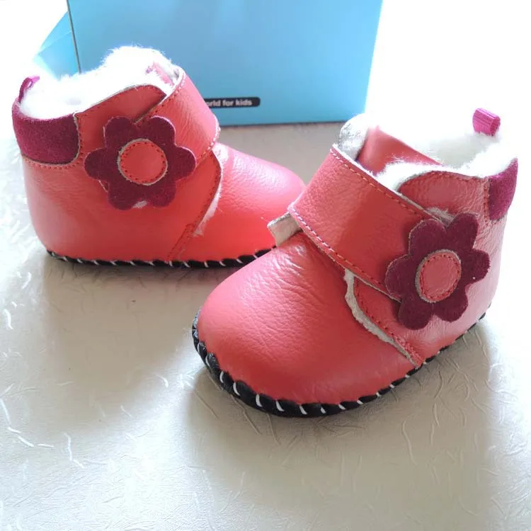 OMN брендовые зимние Утепленные мехом из натуральной кожи для маленьких девочек розовые синие младенческие сапоги для снега детская обувь для мальчиков первые ходунки