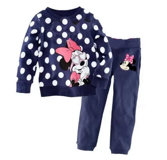 

Special price 2PCS Kids Baby Pajamas Set Boys Girls Minnie Mickey Pijamas Long Sleeve Blue Dot Tops Long Pants Sleepwear 2-7 Y