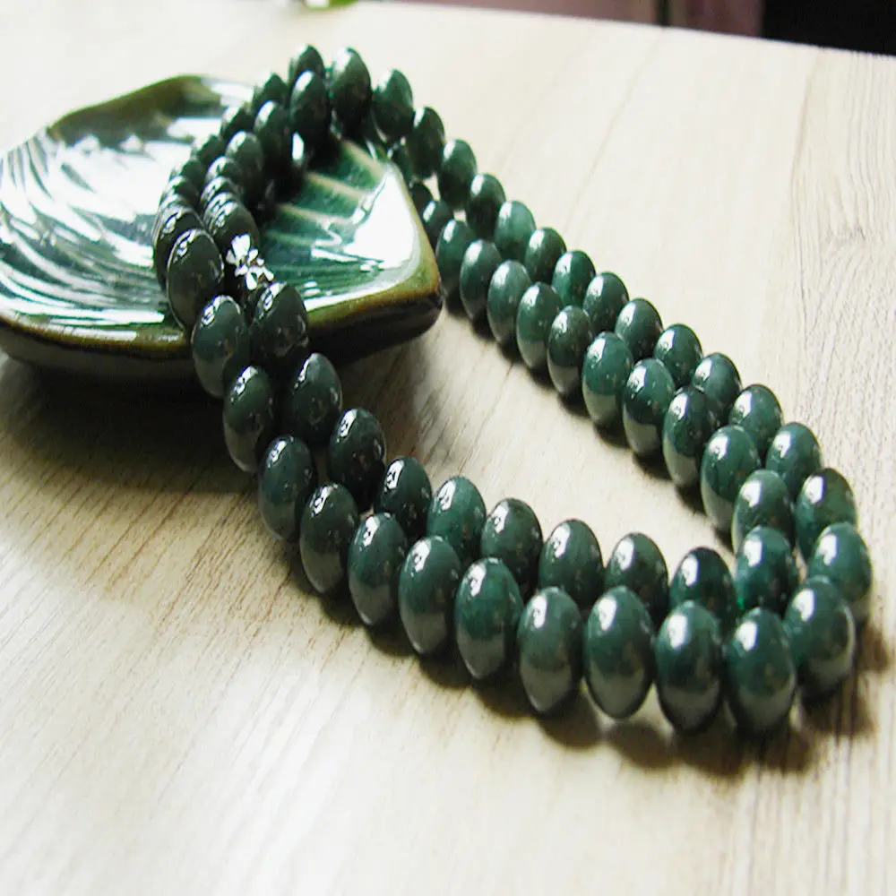 Natural Jade Necklace Emerald Jadeite Round beads long 8mm bead Jadeite