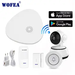 Wofea Wi Fi дома охранной сигнализации системы с дверные звонки Кнопка тревожная кнопка камера комплект приложение управление SMS и авто