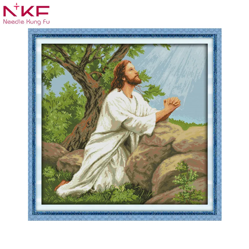 

Praying Jesus Christian home decor counts print on canvas Cross Stitch Kit diy dmc embroidery needlework sets Sales DIY 14CT11CT