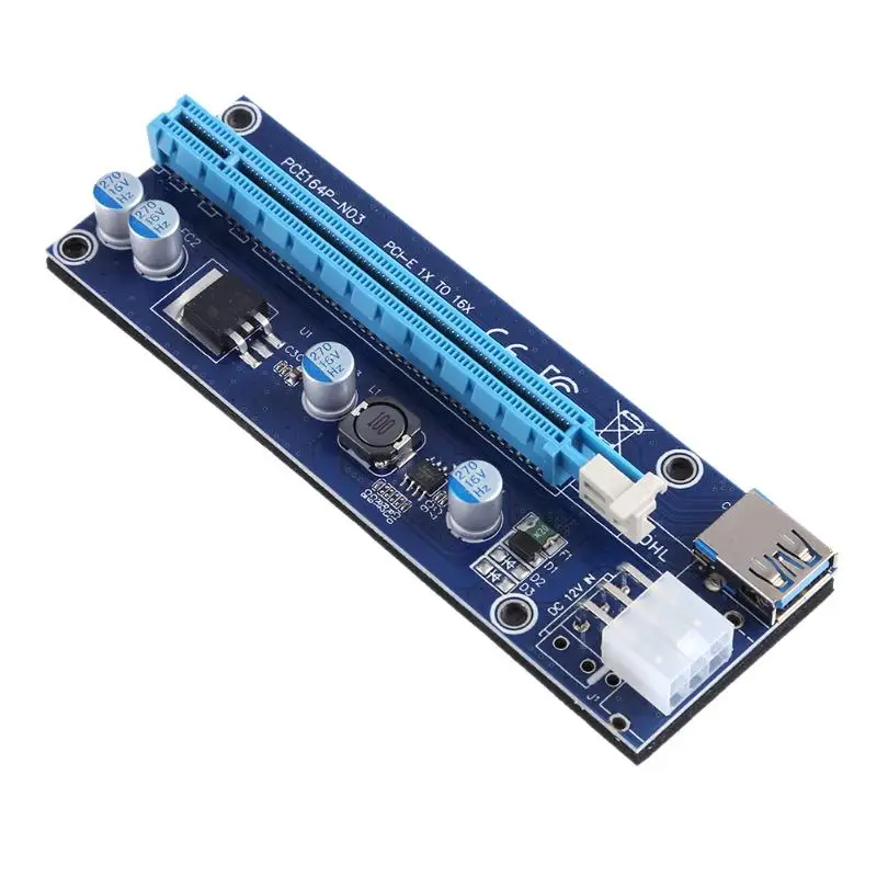 Переходная карта PCI-E PCI Express Riser Card 1x до 16x видеокарта удлинитель адаптер с 6Pin Мощность кабель для добывания монет Биткойн