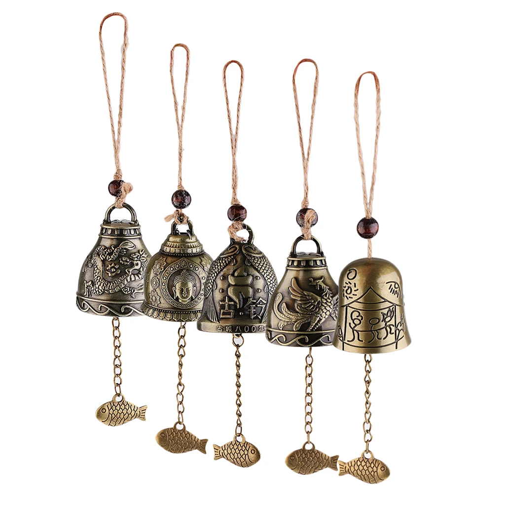 5 Pieces Vintage Metal Wind Chime Hanging Bell for House Car Decoration Adornment