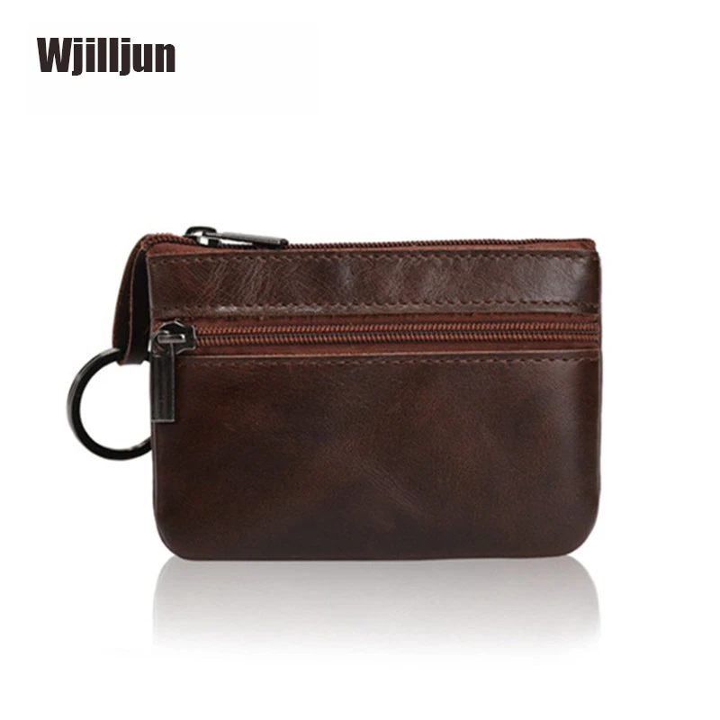

2019 Genuine Cow Leather Coin Purse Vintage ID Credit Card Holder Men Women Wallet Solid Small Bag Mini Purse Seven Color