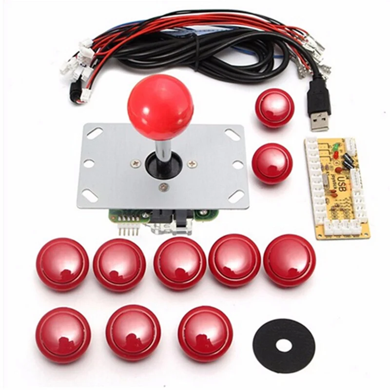 

DIY Handle 8 Way Arcade Joystick Kits 5 Pin 24mm/30mm Push Button Replacement Arcade Set Cable USB Encoder To PC Joystick Games