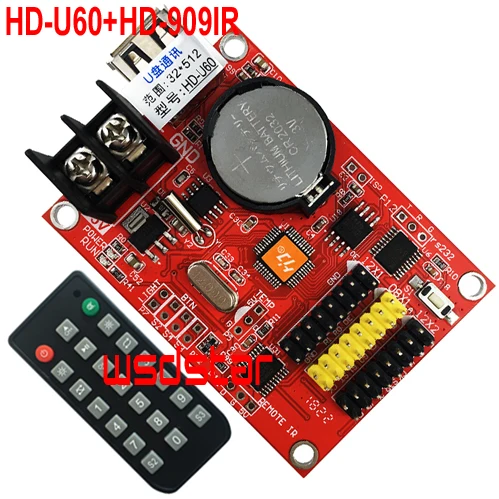 HD-U60+ HD-909IR ИК-пульт дистанционного управления светодиодный контроллер 1* HUB08 и 2* HUB12 512*32 1024*16 USB одиночный и двойной цвет светодиодный контрольная карта Лидер продаж