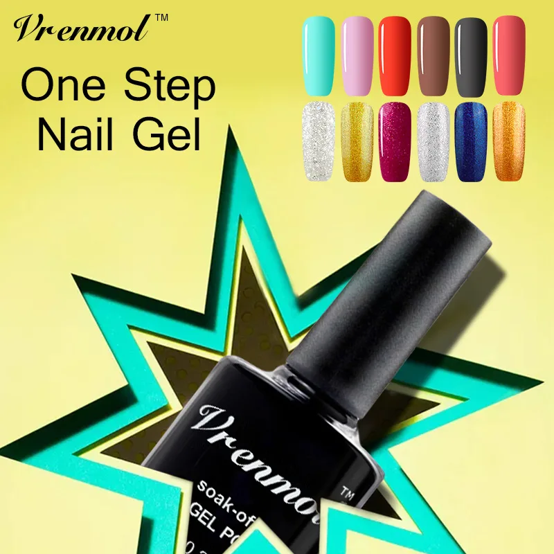 

Vrenmol 3 in 1 UV Gel Soak Off UV One Step Nail Gel Polish 8ml No Need Top Base Coat For Nails Art vernis semi permanent