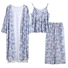 Новинка, осеннее платье, хлопковый Халат, женские пижамы, сексуальный банный халат, халаты для женщин, мантия, нижнее белье, пижамы, 3 предмета, AB123