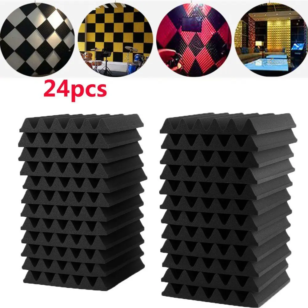 

24Pcs 30X30X3CM Soundproofing Foam Acoustic Foam Sound Treatment Studio Room Absorption Wedge Tiles Polyurethane foam